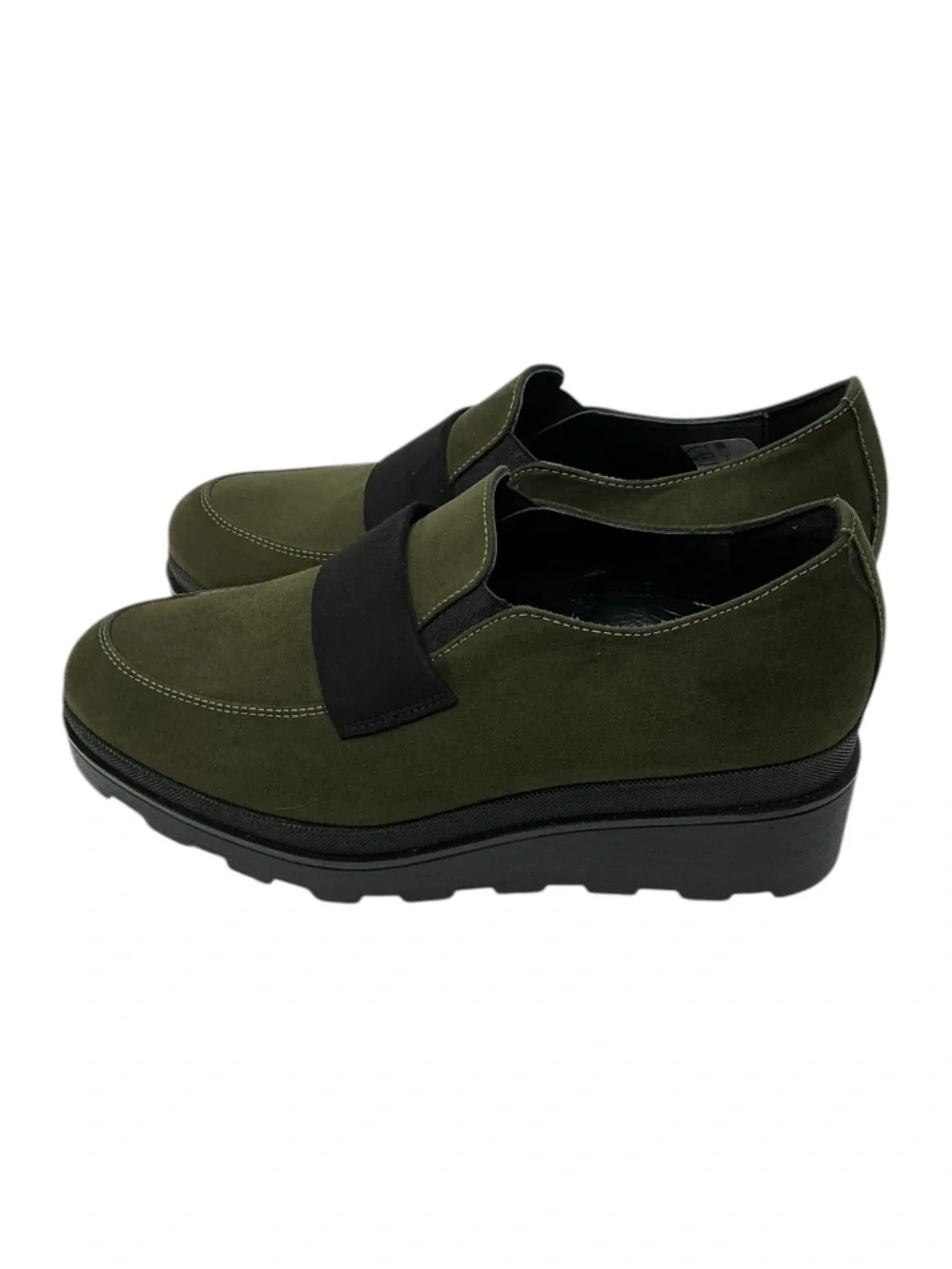 Ateliers Herald Wedge Loafer Green Suede Platform